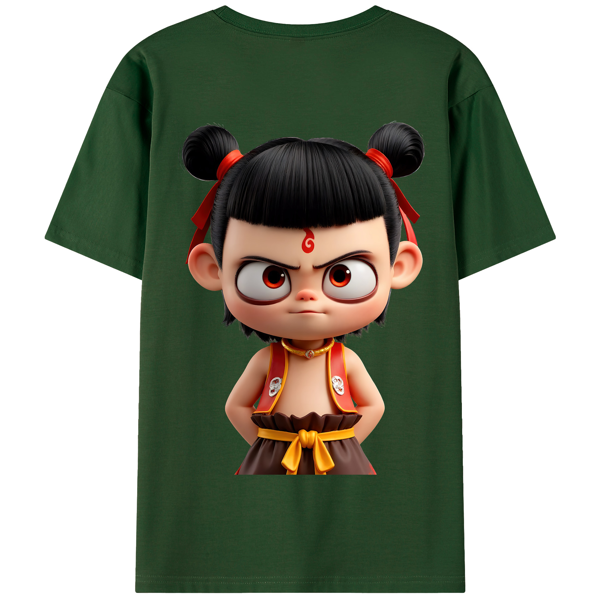 （画像用） Ne Zha 2 ナタ 魔童の大暴れ 綿100％半袖Tシャツ（背面プリント）